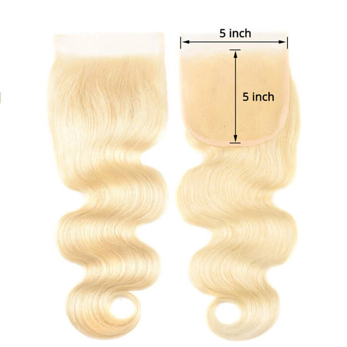 #613 Blonde- Body Wave (3) Bundles with(5x5 HD Closure)