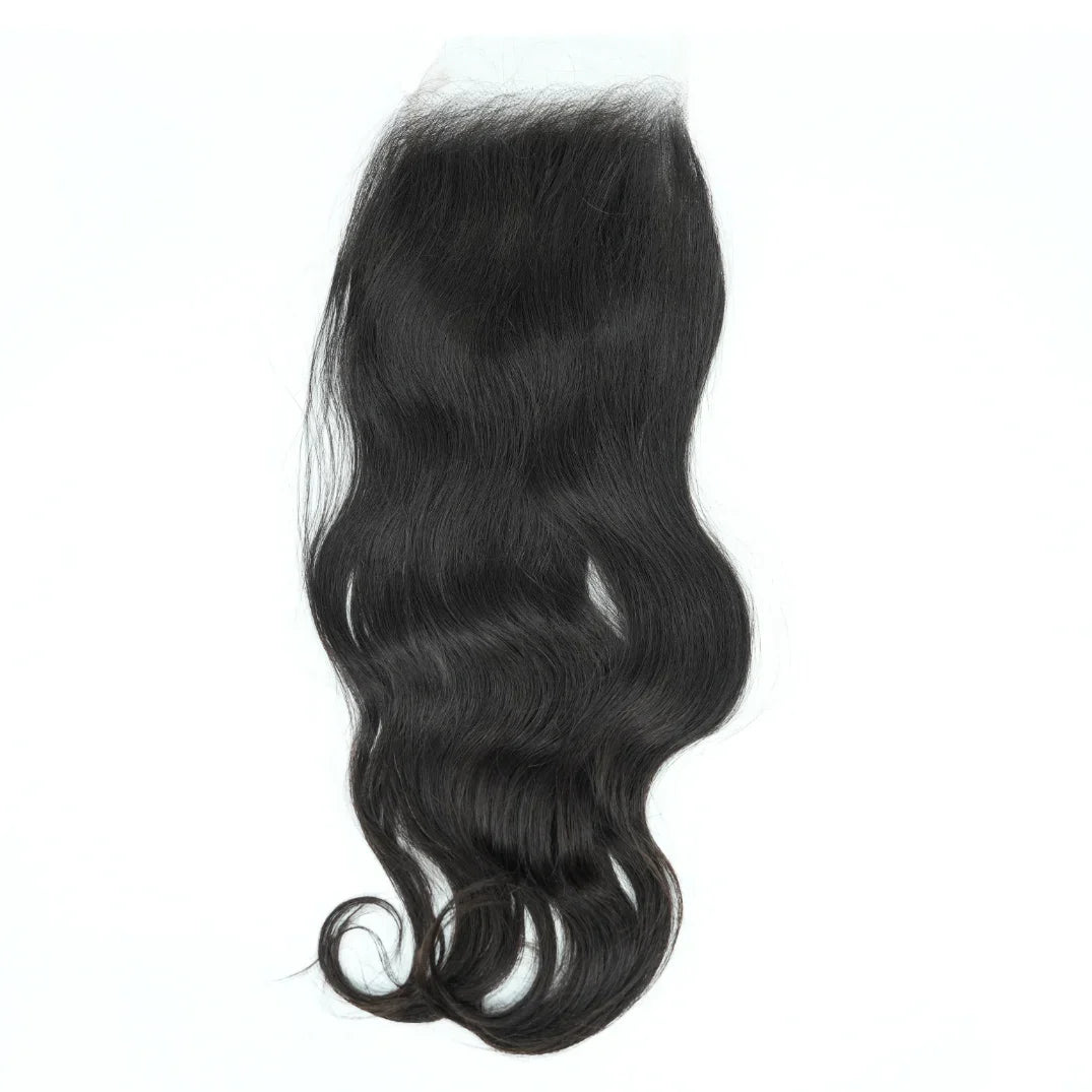 Black hair extension on a white background