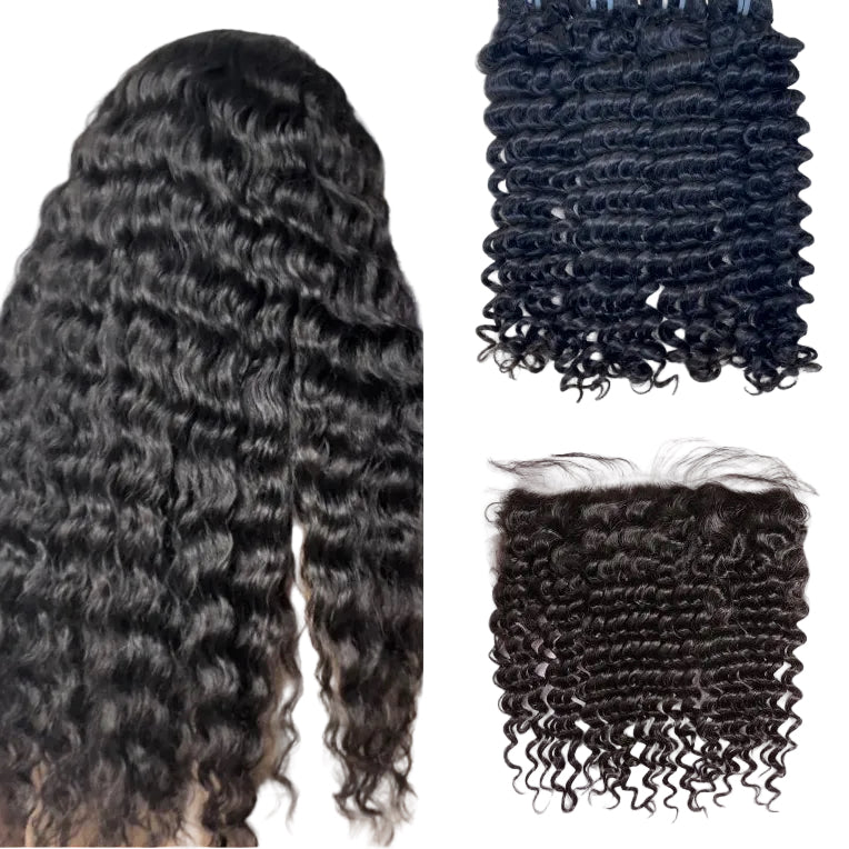 IFFLUXE Deep Wave-3 Bundles with 13x4 Lace Frontal