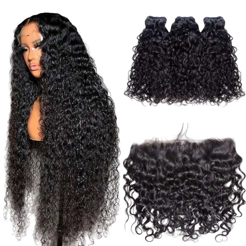 IFFLUXE Water Wave-3 Bundles with 13x4 Lace Frontal